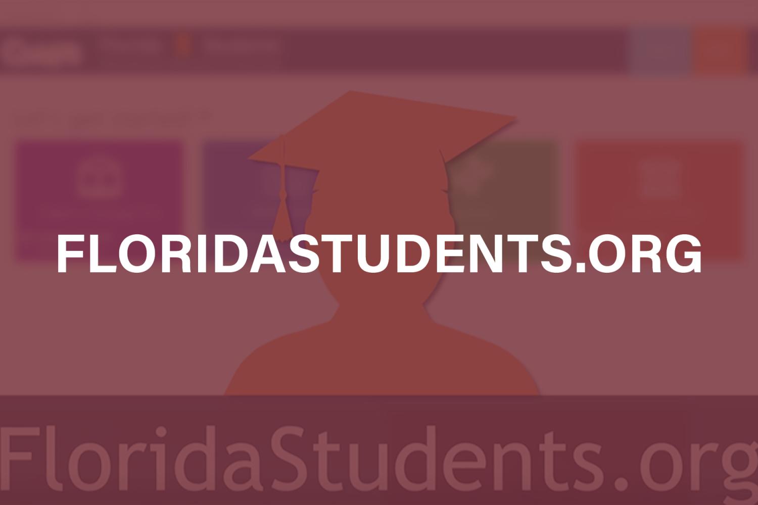 "Screen shot of the FloridaStudents.org website with a silhouette of a graduate."