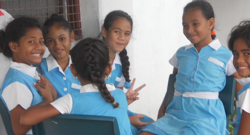 "A group of school children in Tuvalu"