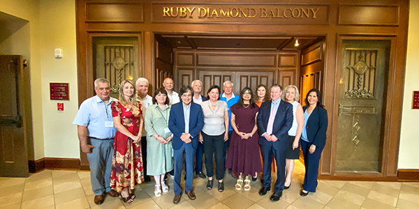 FSU President Richard McCullough, FSU First Lady Jai Vartikar, and FSU Provost James Clark with the Ujkrainian higher education leaders.