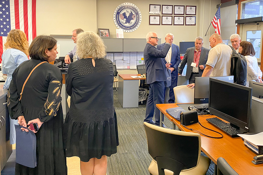 "Ukrainian visitors in the office of the Santa Fe Veterans and Military Success Services."