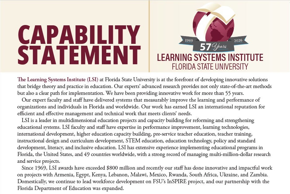 Front page of the LSI Capability Statement