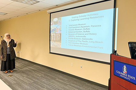 Dr. Ely presenting at Columbus State University.