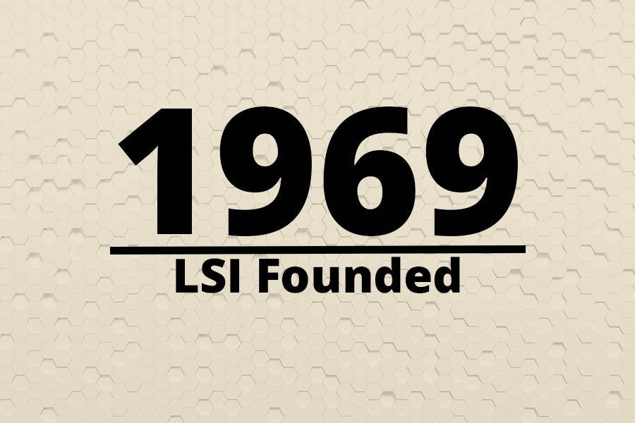 Rectangle graphic with 1969 LSI Founded