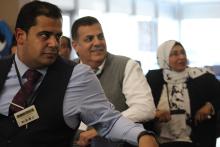 CCAP Egypt group members sitting and looking at a presentation