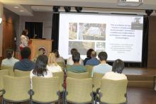 Crowd listening to a lecture at the Vyshyvanka Day celebration on the FSU campus.
