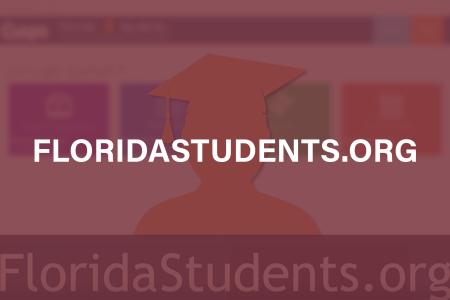 Screen shot of the FloridaStudents.org website with a silhouette of a graduate.