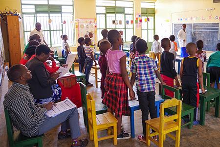 Classroom in Rwanda being observed as part of the Tunoze Gusoma Project.