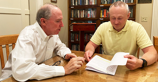 "Dr. Terry Coonan and Dr. Andrii Balendr meeting."