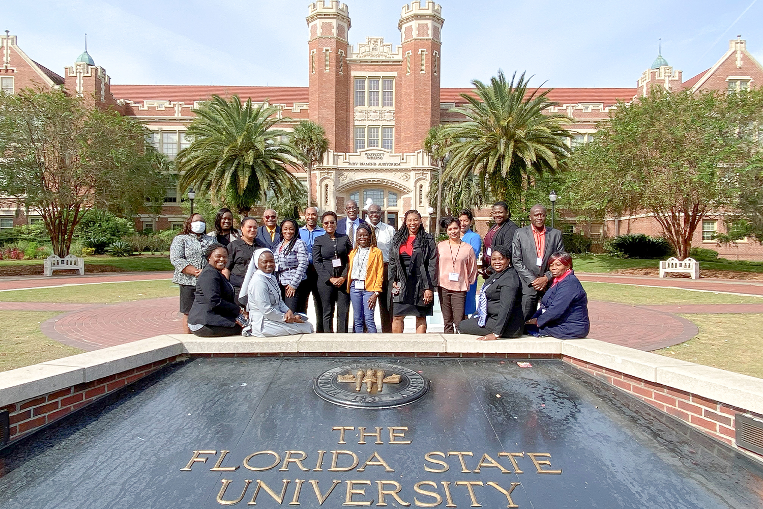 "CCAP St. Lucia, Grenada, and Suriname group photo at the FSU Westcott Building"