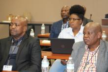 CCAP South Africa group members listening to a presentation inside a classroom  at Florida State University