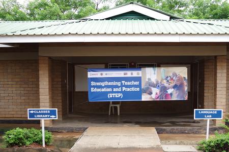 Front of a building with signage for the STEP activity